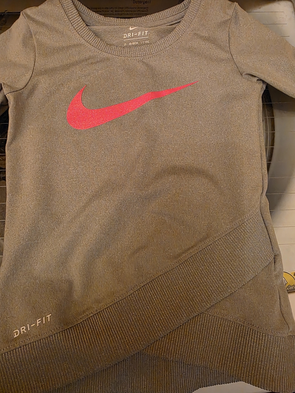 Nike Dri-FIT Girls Gray Sweater with Pink Swoosh